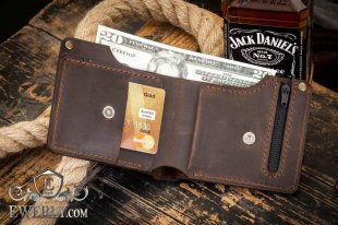 Кошелек мужской кожаный с монетницей 11092HU, фото