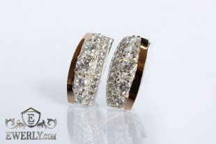 Серебряные серьги с белыми фианитами, фото