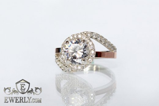 Ring of sterling silver with stones for women, фото