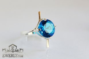 Ring of sterling silver with stones for women, фото