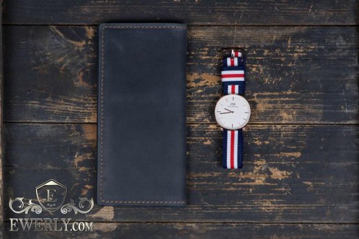 Мужское портмоне - кошелек тёмно-синий 11015VQ, фото