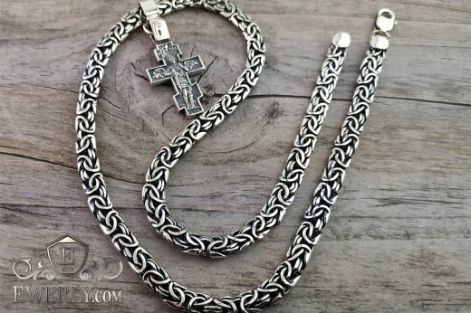 Лисий хвост - серебряная цепочка c крестиком, фото