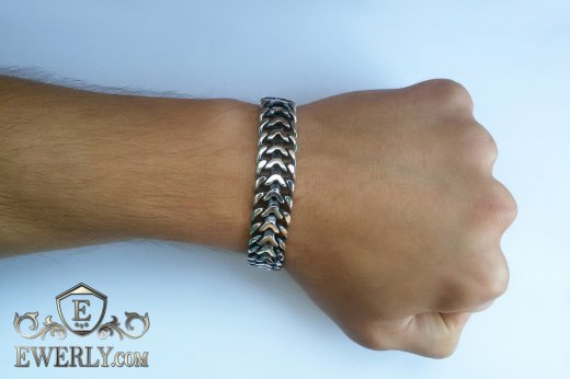 Браслет Трактор (двойной панцирный) из серебра, фото