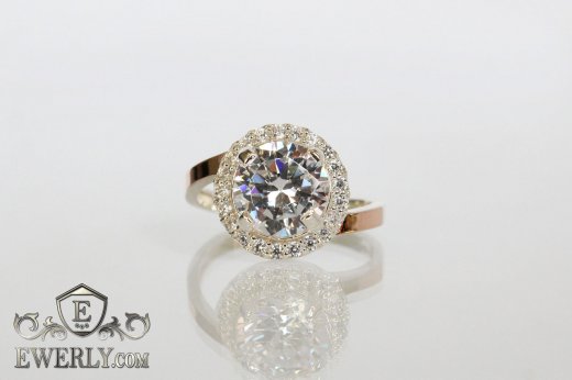 Women's ring of sterling silver with stones, фото