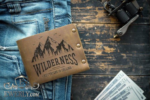 Кожаный кошелек ручной работы для мужчины, фото