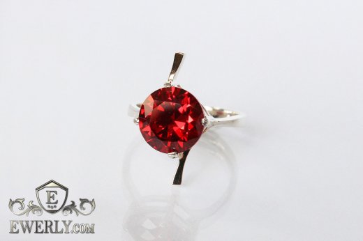 Ring of sterling silver with stones for women, фото