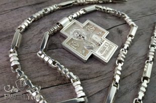 Комплект: мужская цепь с крестом без распятия, фото