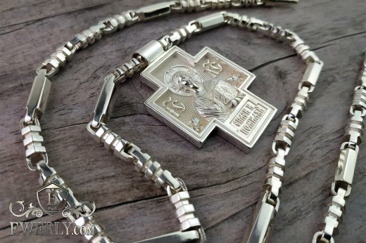 Комплект: мужская цепь с крестом без распятия, фото