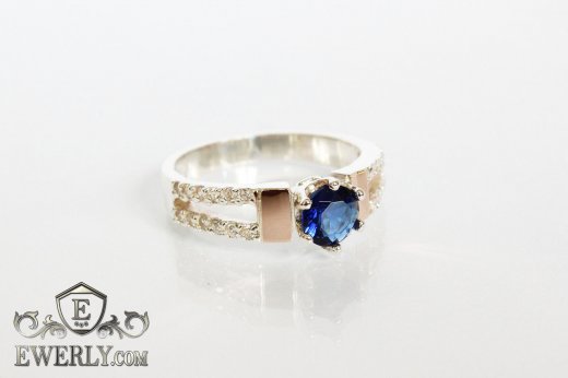 Women's ring of  silver with stones, фото