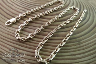 Серебряная якорная цепочка с позолотой, фото