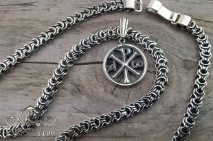 Комплект: кулон "Христограмма" и цепочка "Рамзес", фото