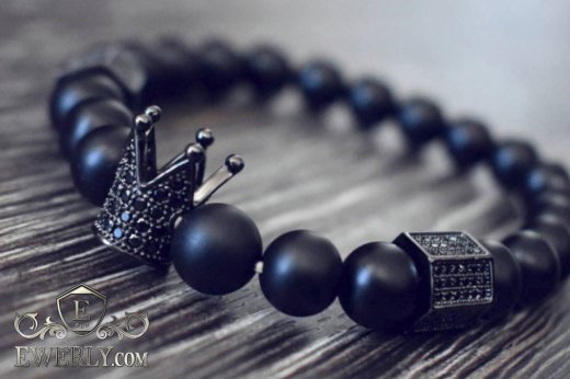 Мужской каменный браслет из лавы 123015ON, фото