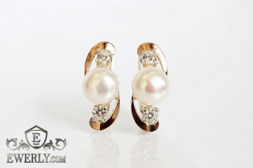 Серебряные серьги с искусственным жемчугом, фото