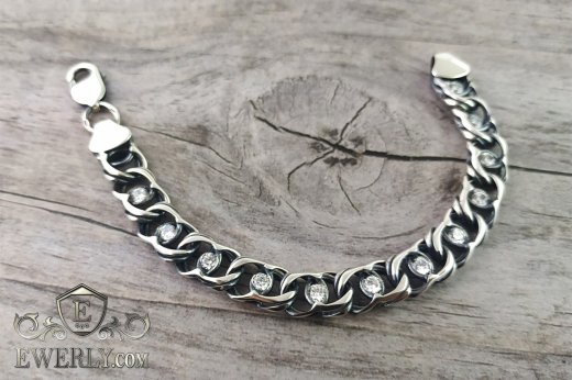 Браслет Арабский бисмарк с белыми камнями, фото