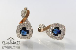 Женские серебряные серёжки с синими камнями, фото