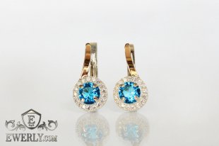 Серебряные серьги с голубыми камнями, фото