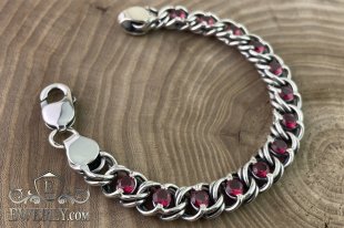 Браслет Арабский бисмарк с красными камнями, фото