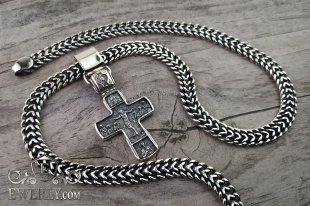 Мужская серебряная цепочка с крестом, фото