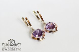 Серебряные серёжки с камнями (цвет-аметист), фото
