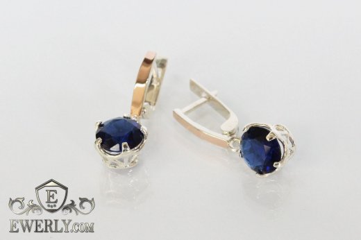 Женские серёжки из серебра с синими камнями, фото