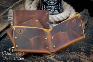 Мужской кошелёк из натуральной кожи табачного цвета, фото