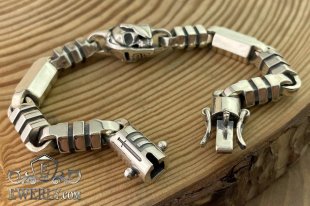 Толстый серебряный браслет 120 грамм, фото