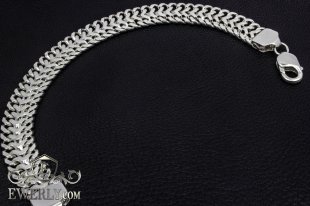 Серебряный браслет Трактор (двойной панцирный), фото