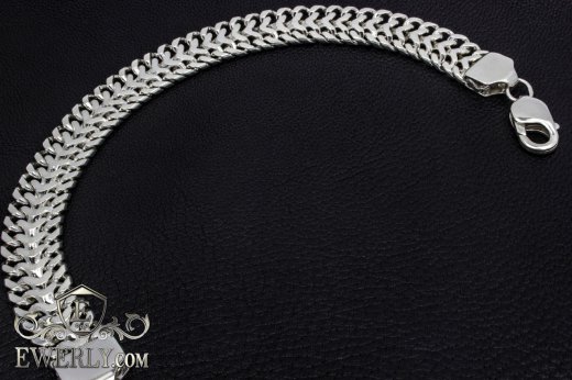 Серебряный браслет Трактор (двойной панцирный), фото