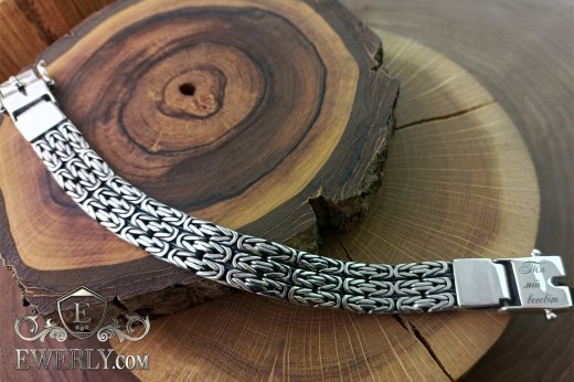 Массивный браслет «Тройная Византия» из серебра, фото