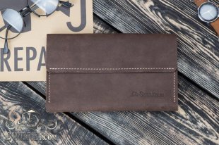 Мужское кожаное портмоне - клатч коричневый 11022OI, фото