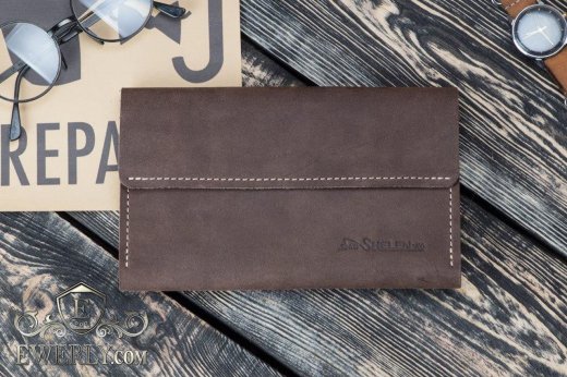 Мужское кожаное портмоне - клатч коричневый 11022OI, фото