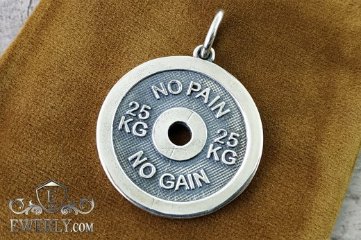 Серебряный кулон - подвеска Блин от штанги, фото