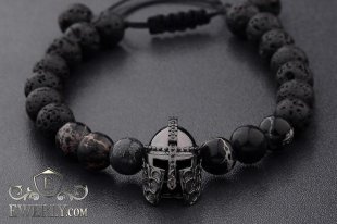 Мужской каменный браслет чёрный 123036MK, фото