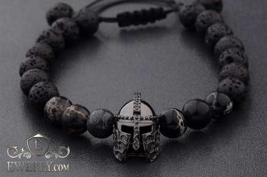 Мужской каменный браслет чёрный 123036MK, фото