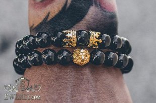 Комплект из двух мужских каменных браслетов 123029NW, фото