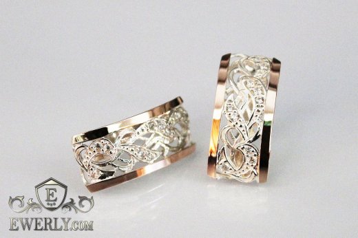 Женские серьги с золотом и белыми камнями, фото