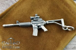 Серебряный кулон - автомат М16, фото