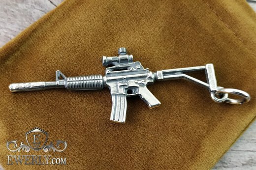 Серебряный кулон - автомат М16, фото