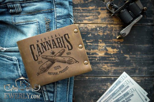 Кожаный кошелек ручной работы для мужчины 11063YE, фото