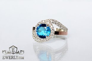 Women's ring of sterling silver with stones, фото