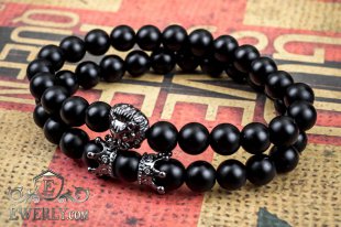 Мужской каменный браслет чёрный 123031NW, фото