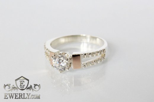 Women's ring of sterling silver with stones, фото