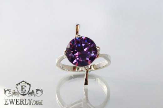 Women's ring of sterling silver with stones, фото