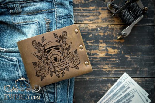 Мужской кожаный кошелек ручной работы, фото