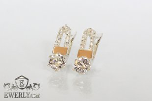 Серьги с белыми камнями (серебро 925 пробы), фото