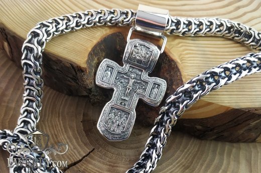 Серебряная цепочка Фантом с крестом, фото