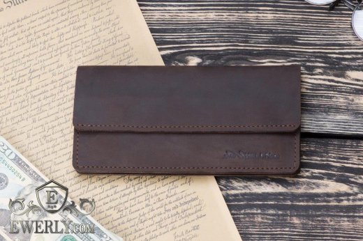Мужское кожаное портмоне - клатч коричневый 11019DJ, фото