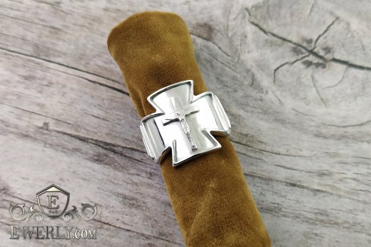 Мужской православный перстень с Иисусом, фото